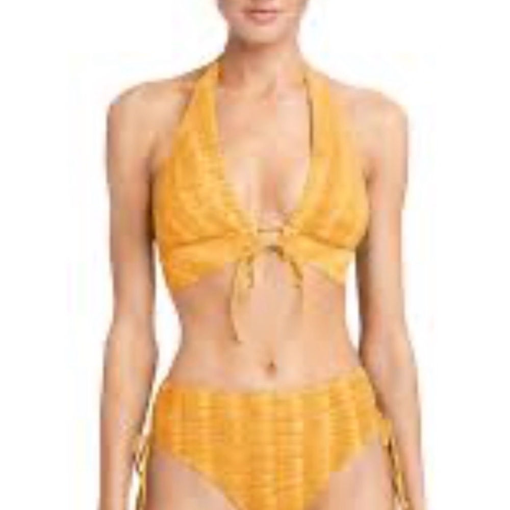 Robin Piccone Mustard Yellow Halter Bikini Top